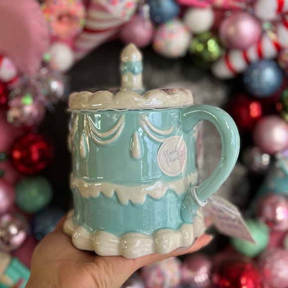 ✨NEW🍰Sheffield Home Pearlescent Baby Blue Vintage Theme Cake Mug💙 - Picture 7 of 8